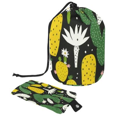 2PCS Artistic Cactus-113 Travel Cosmetic Bag Makeup Organizer Bag Bathroom Cases Toiletry Bag with Drawstring (Cylindrical bag and small bag)