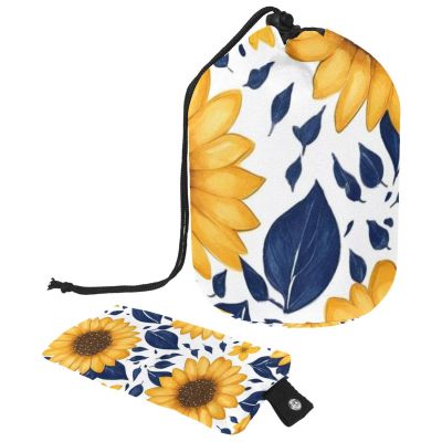 2PCS Aesthetic Sunflower-299 Travel Cosmetic Bag Makeup Organizer, Drawstring Bathroom Cases - Cylindrical & Small Toiletry Bag