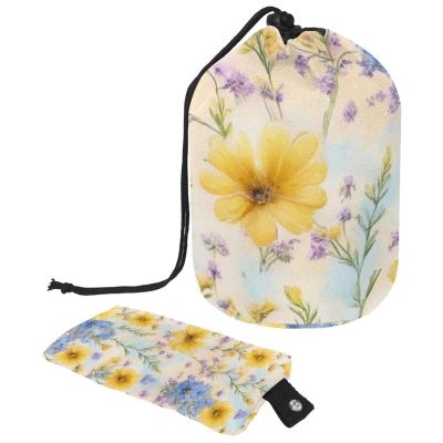 2PCS Colorful Sunflowers-361 Travel Cosmetic Bag Makeup Organizer Bag Bathroom Cases Toiletry Bag with Drawstring (Cylindrical bag and small bag)