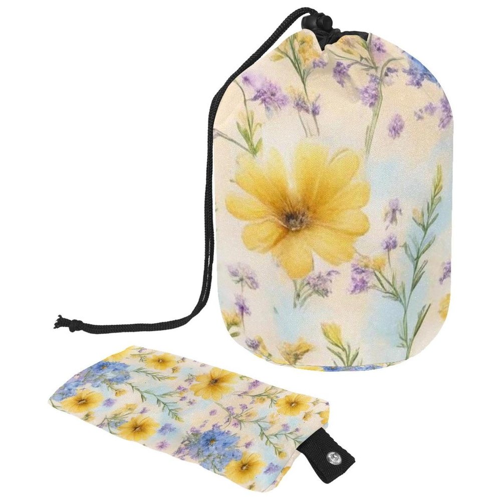 2PCS Colorful Sunflowers-361 Travel Cosmetic Bag Makeup Organizer Bag Bathroom Cases Toiletry Bag with Drawstring (Cylindrical bag and small bag)