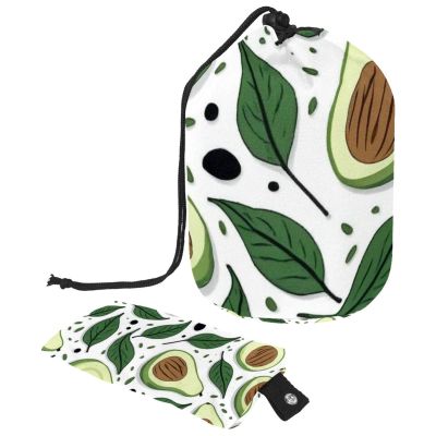 2PCS Green avocado-582 Travel Cosmetic Bag Makeup Organizer: Stylish Bathroom Cases with Drawstring, Cylindrical & Small Toiletry Bag