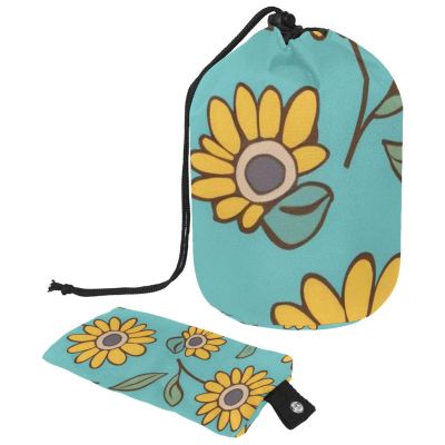 2PCS Yellow Sunflower-247 Travel Cosmetic Bag Makeup Organizer, Drawstring Bathroom Cases - Cylindrical & Small Toiletry Bag