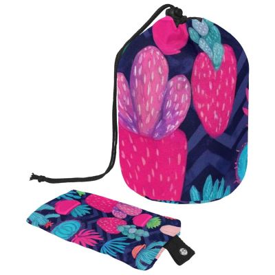 2PCS Colorful Cactus-4 Travel Cosmetic Bag: Your Ultimate Makeup Organizer & Bathroom Cases - With Drawstring, Cylindrical & Small Toiletry Bag