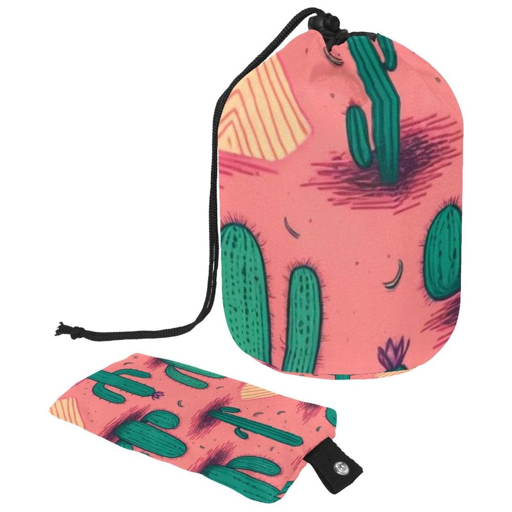 2PCS Artistic Cactus-188 Travel Cosmetic Bag: Your Ultimate Makeup Organizer & Bathroom Cases - With Drawstring, Cylindrical & Small Toiletry Bag