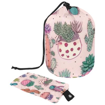 2PCS Colorful Cactus-19 Travel Cosmetic Bag Makeup Organizer, Drawstring Bathroom Cases - Cylindrical & Small Toiletry Bag