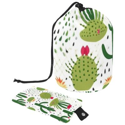 2PCS Artistic Cactus-162 Travel Cosmetic Bag Makeup Organizer: Stylish Bathroom Cases with Drawstring, Cylindrical & Small Toiletry Bag