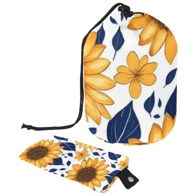 2PCS Aesthetic Sunflower-296 Travel Cosmetic Bag: Your Ultimate Makeup Organizer & Bathroom Cases - With Drawstring, Cylindrical & Small Toiletry Bag