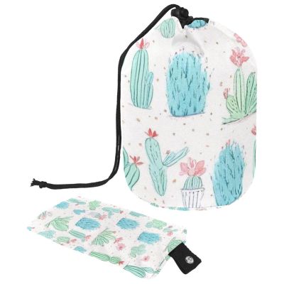 2PCS Artistic Cactus-110 Travel Cosmetic Bag Makeup Organizer: Stylish Bathroom Cases with Drawstring, Cylindrical & Small Toiletry Bag