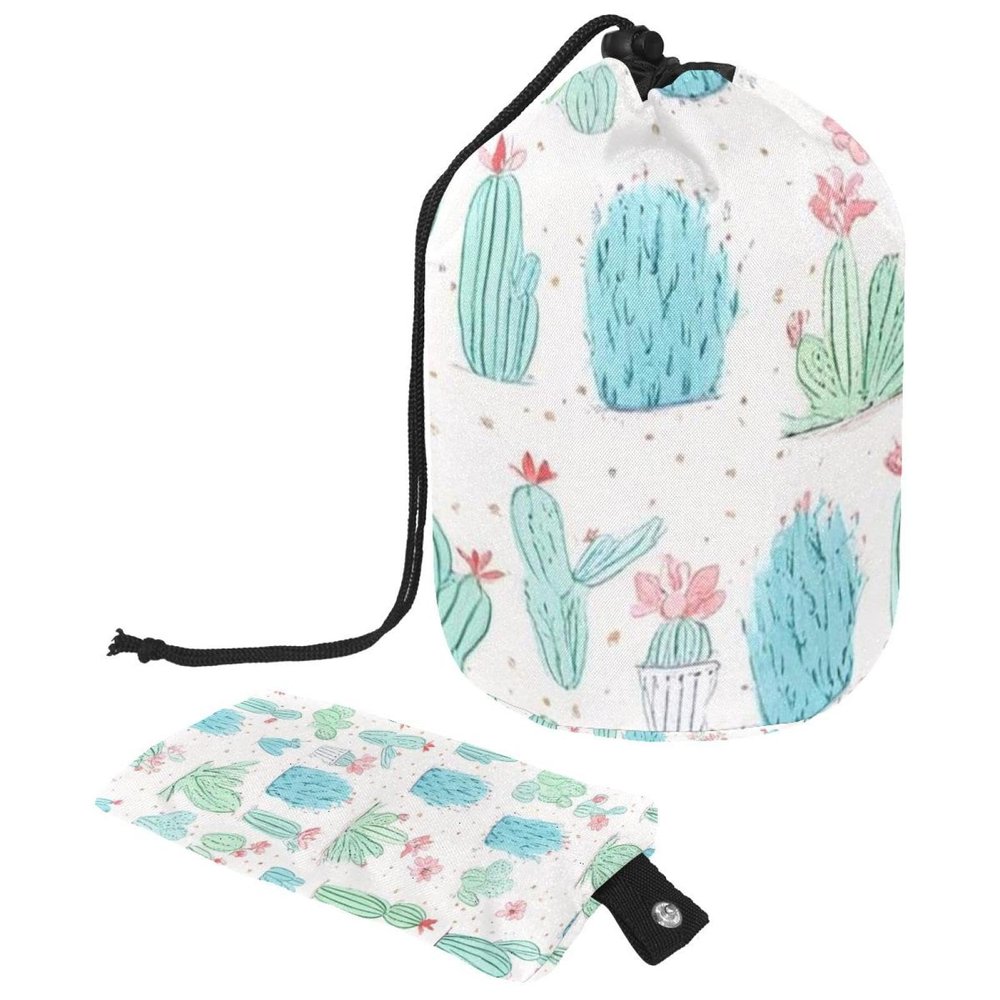 2PCS Artistic Cactus-110 Travel Cosmetic Bag Makeup Organizer: Stylish Bathroom Cases with Drawstring, Cylindrical & Small Toiletry Bag