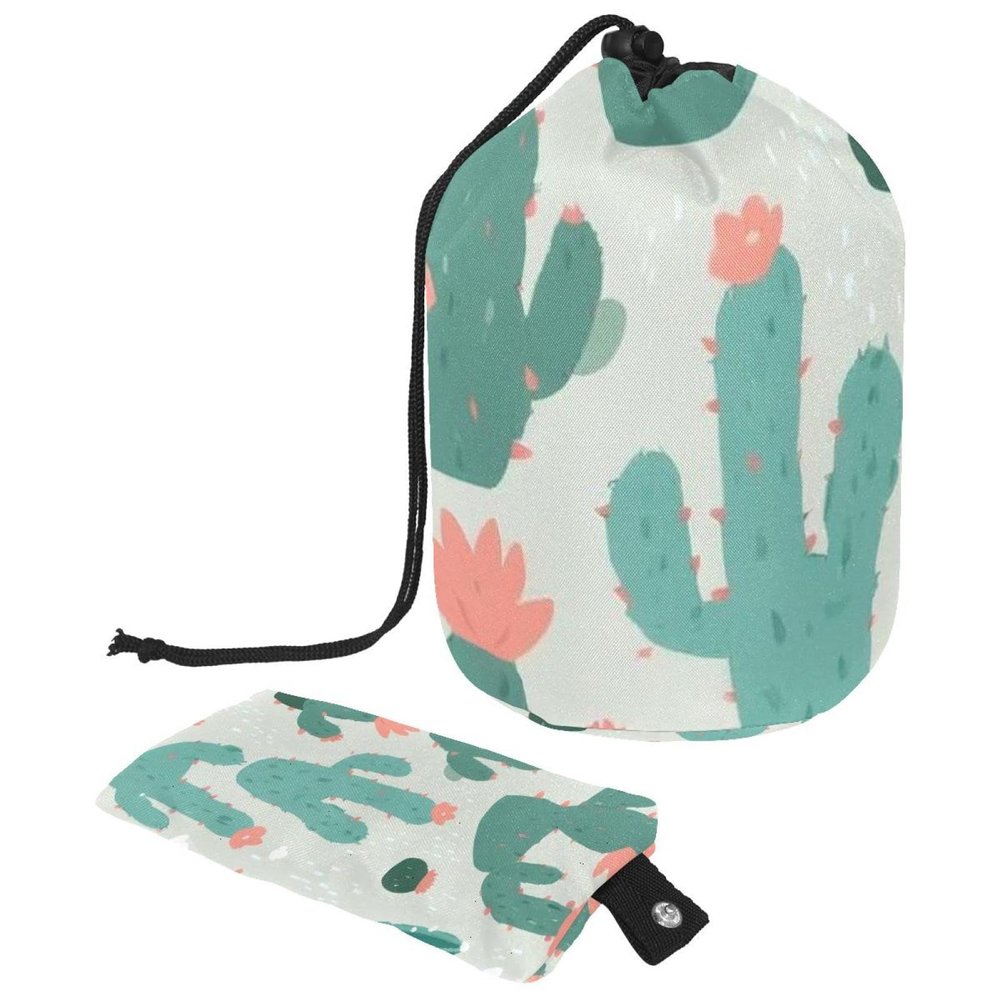 2PCS Artistic Cactus-181 Travel Cosmetic Bag Makeup Organizer Bag Bathroom Cases Toiletry Bag with Drawstring (Cylindrical bag and small bag)