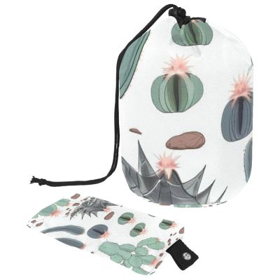 2PCS Artistic Cactus-108 Travel Cosmetic Bag: Your Ultimate Makeup Organizer & Bathroom Cases - With Drawstring, Cylindrical & Small Toiletry Bag