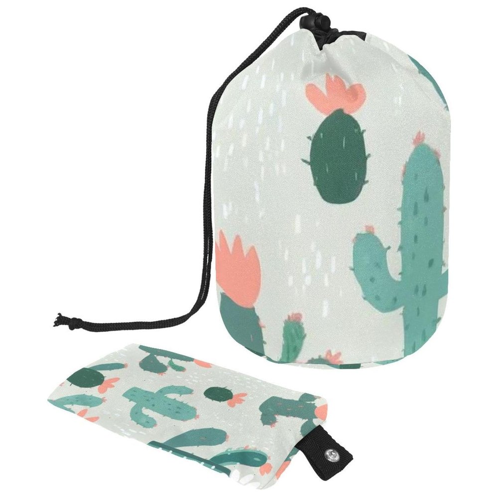 2PCS Artistic Cactus-180 Travel Cosmetic Bag: Your Ultimate Makeup Organizer & Bathroom Cases - With Drawstring, Cylindrical & Small Toiletry Bag