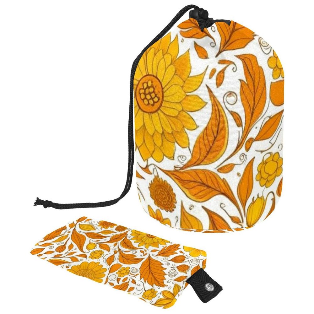 2PCS Yellow Sunflower-229 Travel Cosmetic Bag Makeup Organizer Bag Bathroom Cases Toiletry Bag with Drawstring (Cylindrical bag and small bag)