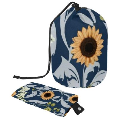 2PCS Artistic Sunflowers-283 Travel Cosmetic Bag Makeup Organizer, Drawstring Bathroom Cases - Cylindrical & Small Toiletry Bag