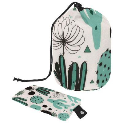 2PCS Artistic Cactus-172 Travel Cosmetic Bag: Your Ultimate Makeup Organizer & Bathroom Cases - With Drawstring, Cylindrical & Small Toiletry Bag
