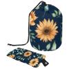 2PCS Aesthetic Sunflower-310 Travel Cosmetic Bag Makeup Organizer: Stylish Bathroom Cases with Drawstring, Cylindrical & Small Toiletry Bag view 1