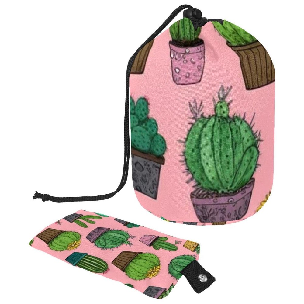 2PCS Artistic Cactus-141 Travel Cosmetic Bag Makeup Organizer Bag Bathroom Cases Toiletry Bag with Drawstring (Cylindrical bag and small bag)