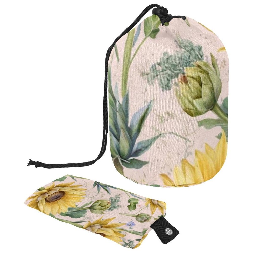 2PCS Aesthetic Sunflower-316 Travel Cosmetic Bag: Your Ultimate Makeup Organizer & Bathroom Cases - With Drawstring, Cylindrical & Small Toiletry Bag