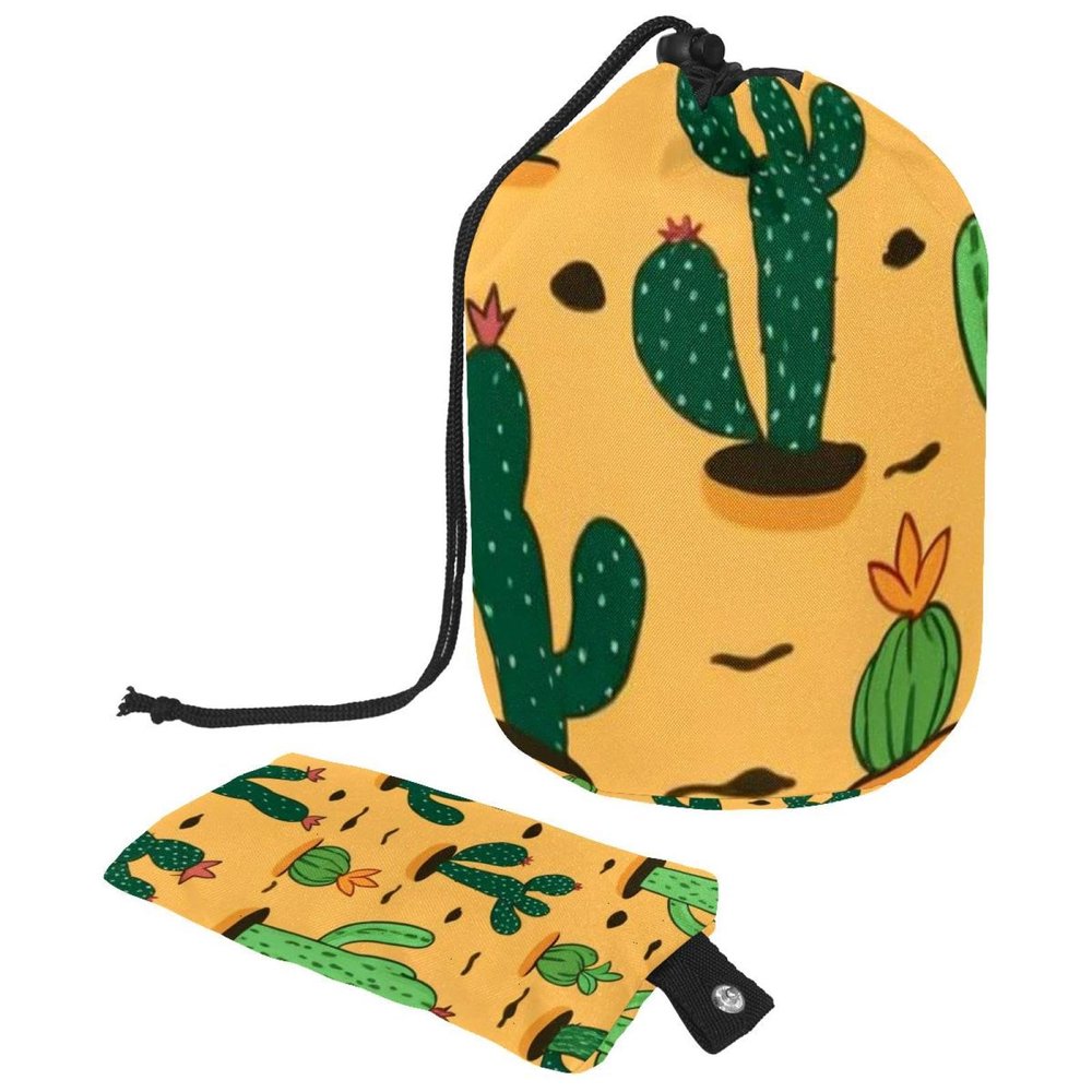 2PCS Artistic Cactus-161 Travel Cosmetic Bag Makeup Organizer Bag Bathroom Cases Toiletry Bag with Drawstring (Cylindrical bag and small bag)