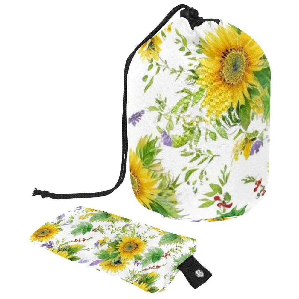2PCS Aesthetic Sunflower-324 Travel Cosmetic Bag: Your Ultimate Makeup Organizer & Bathroom Cases - With Drawstring, Cylindrical & Small Toiletry Bag