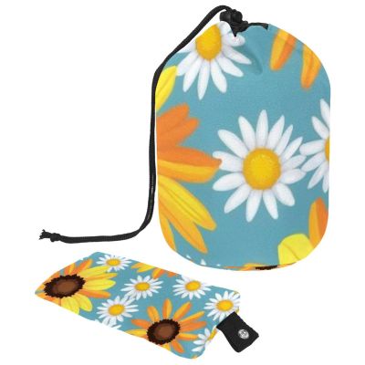 2PCS Artistic Sunflowers-278 Travel Cosmetic Bag Makeup Organizer: Stylish Bathroom Cases with Drawstring, Cylindrical & Small Toiletry Bag