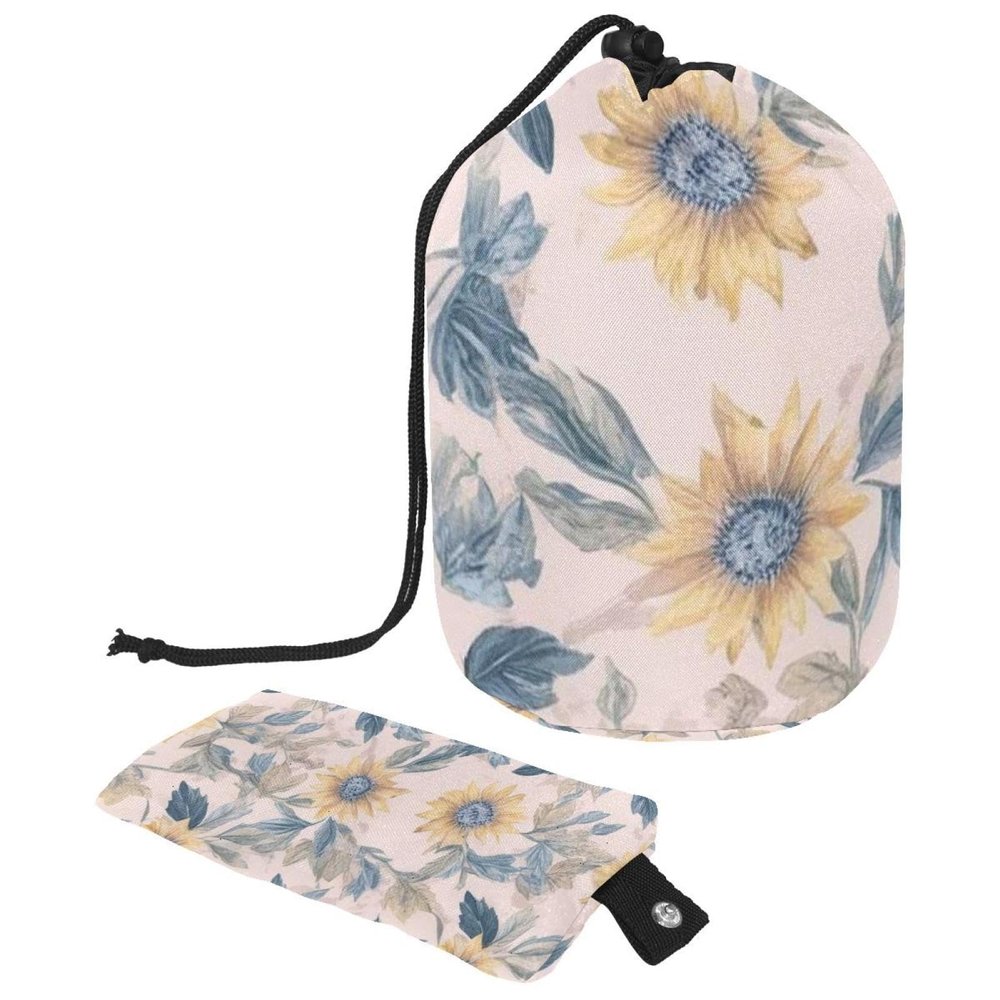 2PCS Aesthetic Sunflower-332 Travel Cosmetic Bag: Your Ultimate Makeup Organizer & Bathroom Cases - With Drawstring, Cylindrical & Small Toiletry Bag