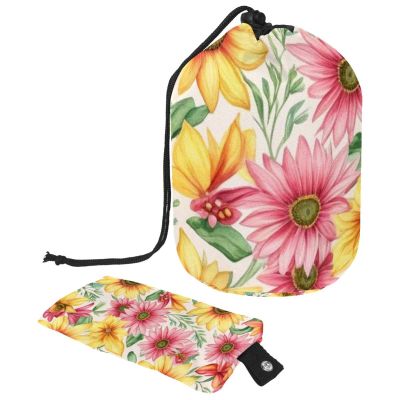 2PCS Aesthetic Sunflower-337 Travel Cosmetic Bag Makeup Organizer Bag Bathroom Cases Toiletry Bag with Drawstring (Cylindrical bag and small bag)