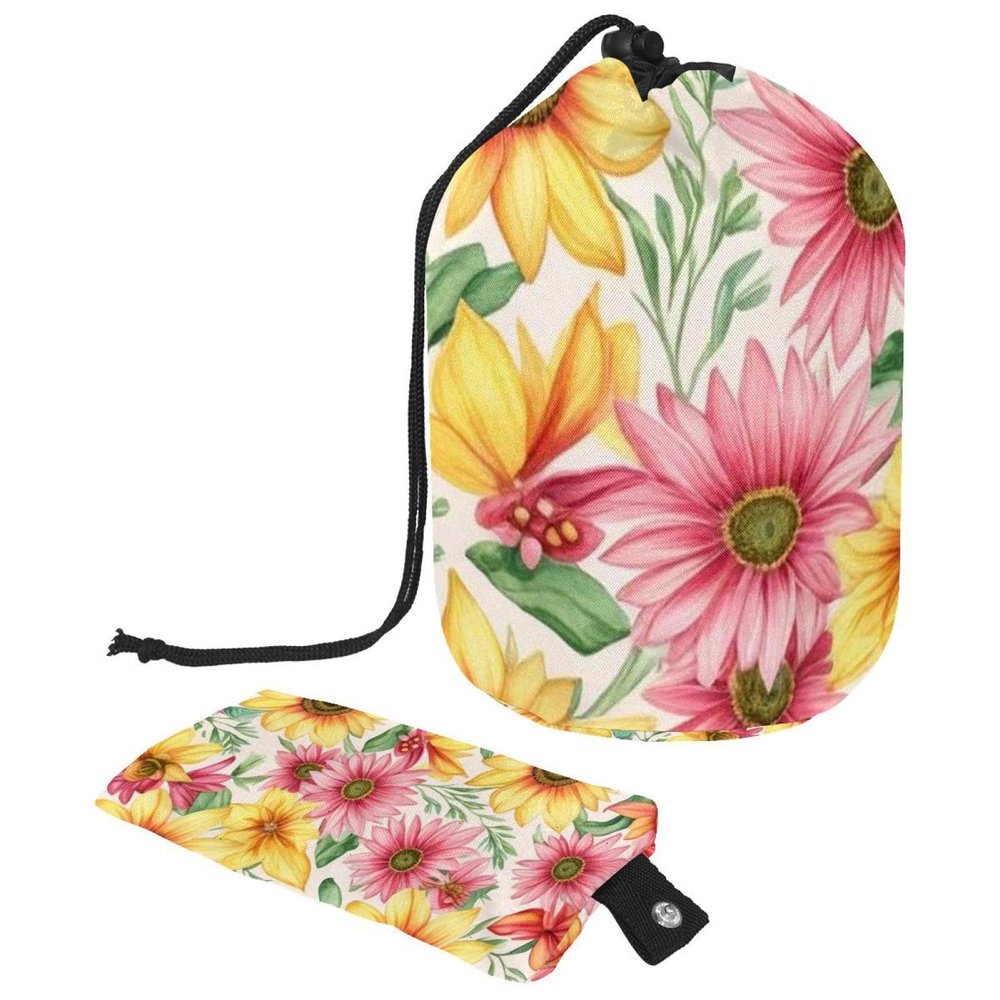 2PCS Aesthetic Sunflower-337 Travel Cosmetic Bag Makeup Organizer Bag Bathroom Cases Toiletry Bag with Drawstring (Cylindrical bag and small bag)