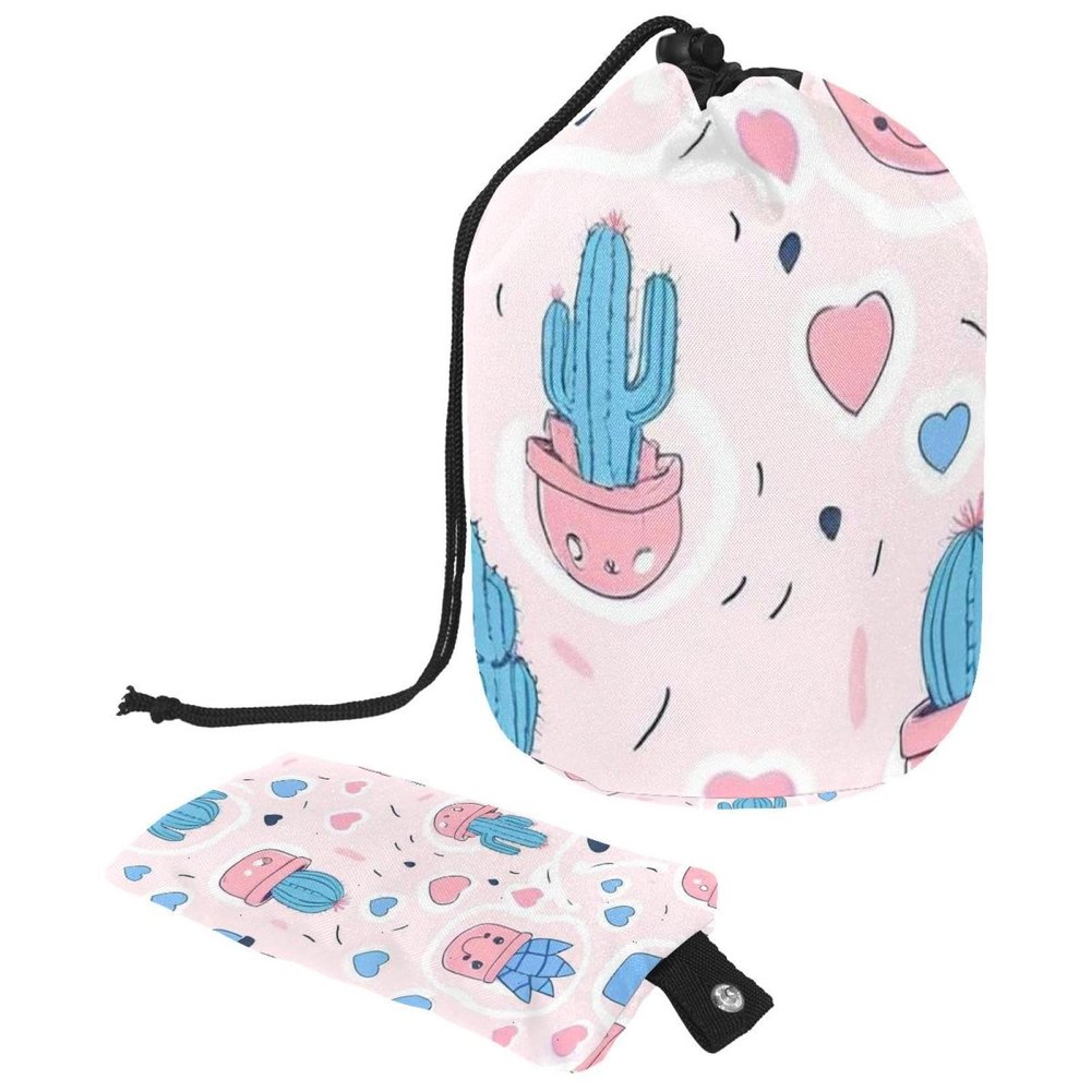 2PCS Colorful Cactus-28 Travel Cosmetic Bag: Your Ultimate Makeup Organizer & Bathroom Cases - With Drawstring, Cylindrical & Small Toiletry Bag
