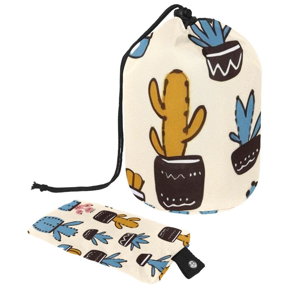 2PCS Colorful Cactus-56 Travel Cosmetic Bag: Your Ultimate Makeup Organizer & Bathroom Cases - With Drawstring, Cylindrical & Small Toiletry Bag