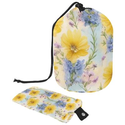 2PCS Colorful Sunflowers-369 Travel Cosmetic Bag Makeup Organizer Bag Bathroom Cases Toiletry Bag with Drawstring (Cylindrical bag and small bag)
