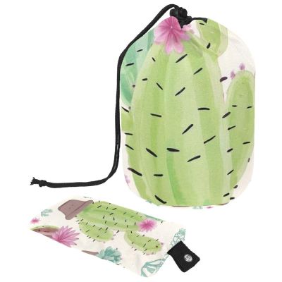 2PCS Artistic Cactus-182 Travel Cosmetic Bag Makeup Organizer: Stylish Bathroom Cases with Drawstring, Cylindrical & Small Toiletry Bag