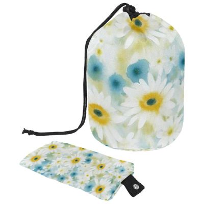 2PCS Yellow Sunflower-240 Travel Cosmetic Bag: Your Ultimate Makeup Organizer & Bathroom Cases - With Drawstring, Cylindrical & Small Toiletry Bag