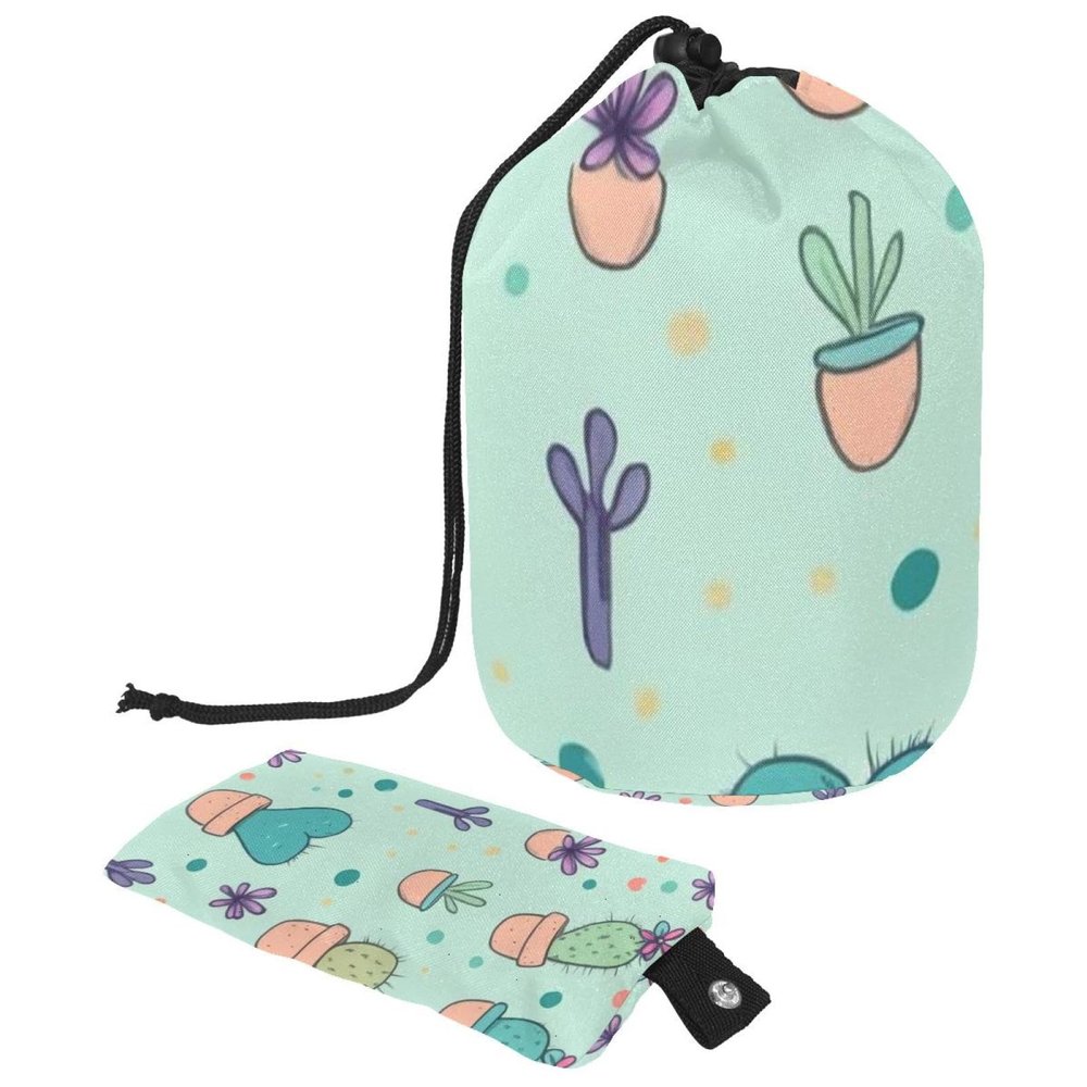 2PCS Colorful Cactus-86 Travel Cosmetic Bag Makeup Organizer: Stylish Bathroom Cases with Drawstring, Cylindrical & Small Toiletry Bag