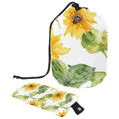 2PCS Yellow Sunflower-204 Travel Cosmetic Bag: Your Ultimate Makeup Organizer & Bathroom Cases - With Drawstring, Cylindrical & Small Toiletry Bag
