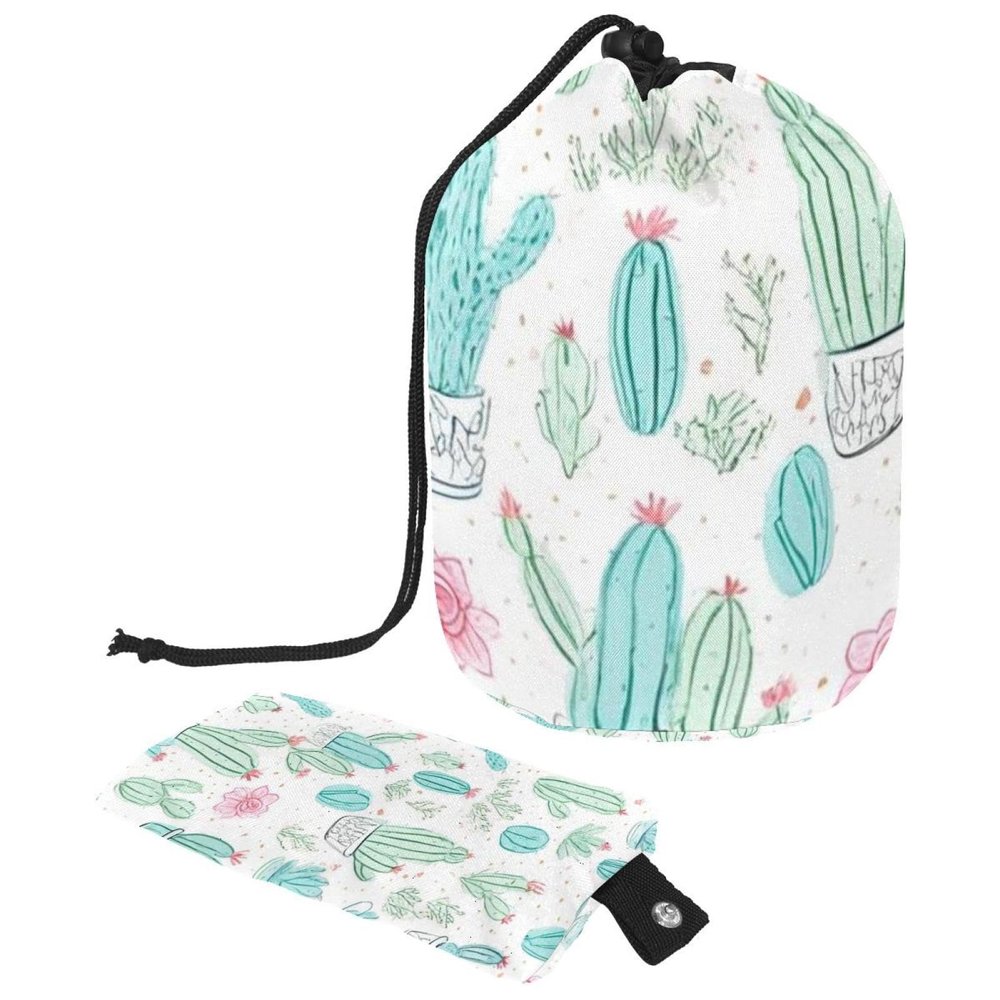 2PCS Artistic Cactus-111 Travel Cosmetic Bag Makeup Organizer, Drawstring Bathroom Cases - Cylindrical & Small Toiletry Bag