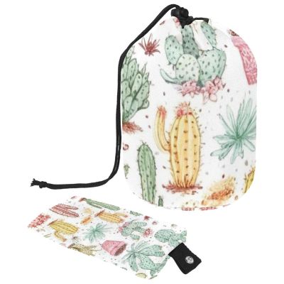 2PCS Colorful Cactus-102 Travel Cosmetic Bag Makeup Organizer: Stylish Bathroom Cases with Drawstring, Cylindrical & Small Toiletry Bag