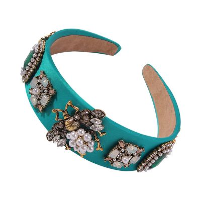 TRUSTTWO Bee Hairbands Fit For Women Baroque Rhinestone Crystal Headband Simulated Pearl Wide Hair Band Female Flower Crown Headdress Jewelry The New(3)