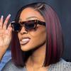 oulaer 1b99J Dark Red Highlights Side Part Glueless Lace Bob Wig 13x6 HD Lace Front Human Hair Wig Pre Plucked with Baby Hair 150% Density 8Inch view 2