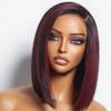 oulaer 1b99J Dark Red Highlights Side Part Glueless Lace Bob Wig 13x6 HD Lace Front Human Hair Wig Pre Plucked with Baby Hair 150% Density 8Inch view 4