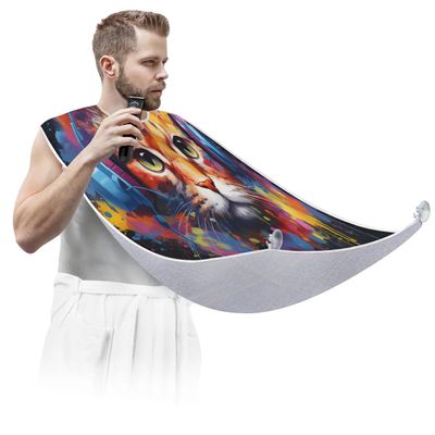 Funny Cat Beard Bib for Men Non-Stick Beard Trimming Catcher Adjustable Shaving Bib for Men Birthday Valentines's Day Gifts for Men Boyfriend Husband