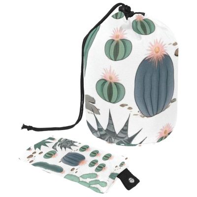 2PCS Artistic Cactus-107 Travel Cosmetic Bag Makeup Organizer, Drawstring Bathroom Cases - Cylindrical & Small Toiletry Bag