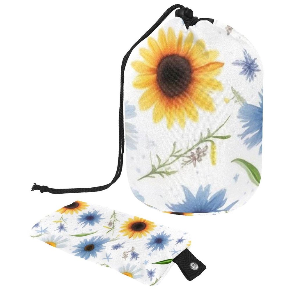 2PCS Yellow Sunflower-225 Travel Cosmetic Bag Makeup Organizer Bag Bathroom Cases Toiletry Bag with Drawstring (Cylindrical bag and small bag)