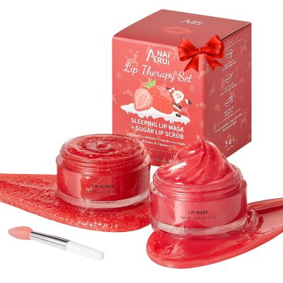 ANAI RUI Lip Scrub and Mask Set, Lip Exfoliator Scrub and Moisturizer Gift, Lip Scrubber Exfoliator & Sugar Lip Scrub with Vitamin C, Mini Gifts For Women, Lip Care Products