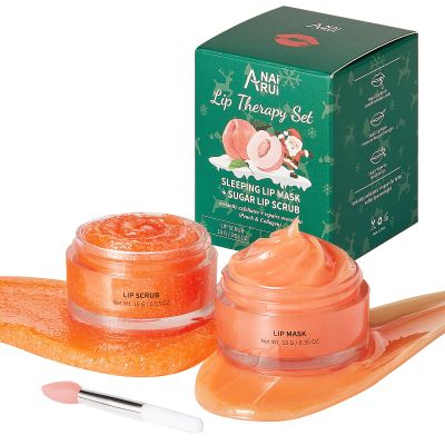 ANAI RUI Lip Scrubber Exfoliator & Lip Balm Hydrating, Lip Exfoliator Scrub and Moisturizer, Lip Sleeping Mask for Dry Dark Lips, Sugar Scrub Set, Lip Care Set For Teen Girls