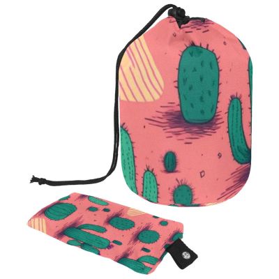 2PCS Artistic Cactus-184 Travel Cosmetic Bag: Your Ultimate Makeup Organizer & Bathroom Cases - With Drawstring, Cylindrical & Small Toiletry Bag