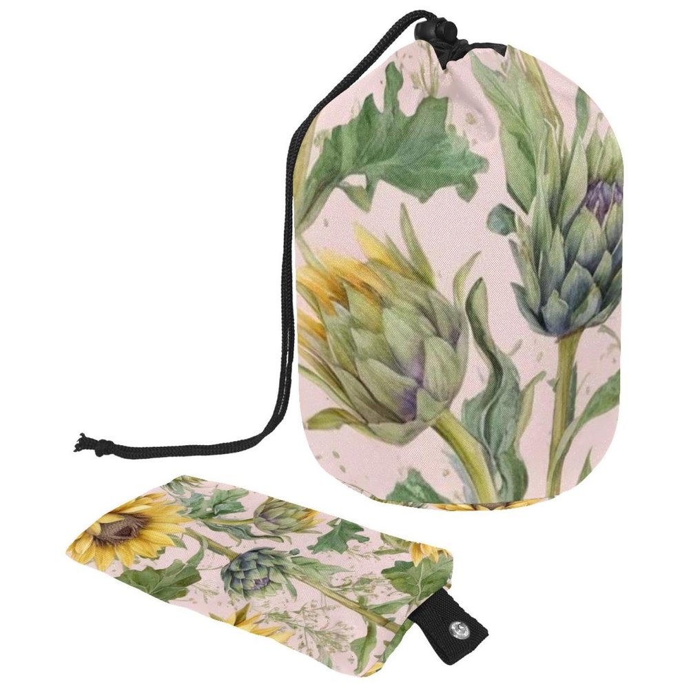 2PCS Aesthetic Sunflower-318 Travel Cosmetic Bag Makeup Organizer: Stylish Bathroom Cases with Drawstring, Cylindrical & Small Toiletry Bag