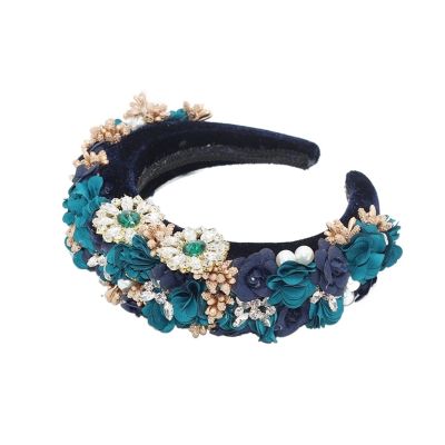 TRUSTTWO Ladies Fashion Wild Hair Band Baroque Fashion Temperament Sponge Rhinestone Fabric Flower Wild Hair Accessories The New(4)