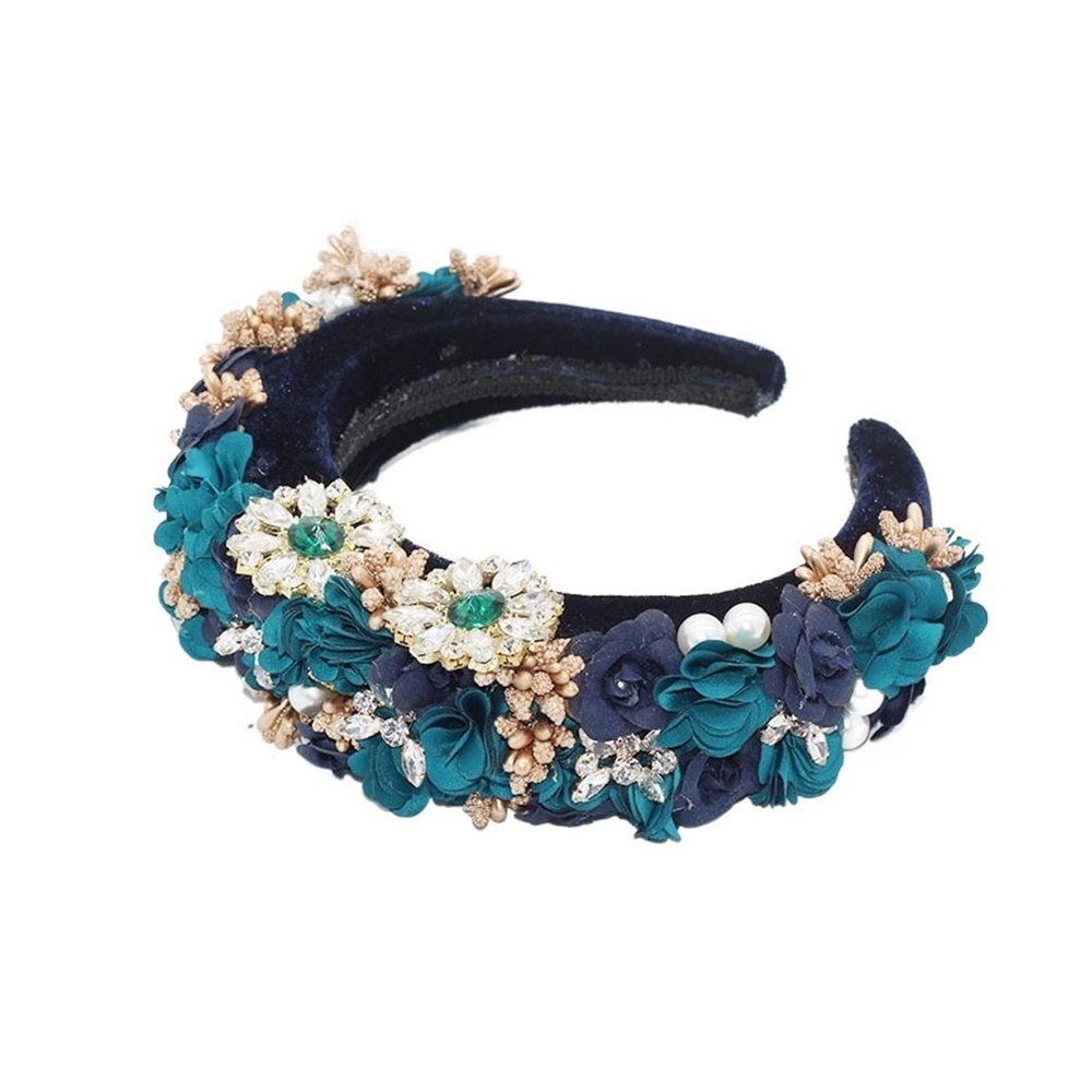 TRUSTTWO Ladies Fashion Wild Hair Band Baroque Fashion Temperament Sponge Rhinestone Fabric Flower Wild Hair Accessories The New(4)
