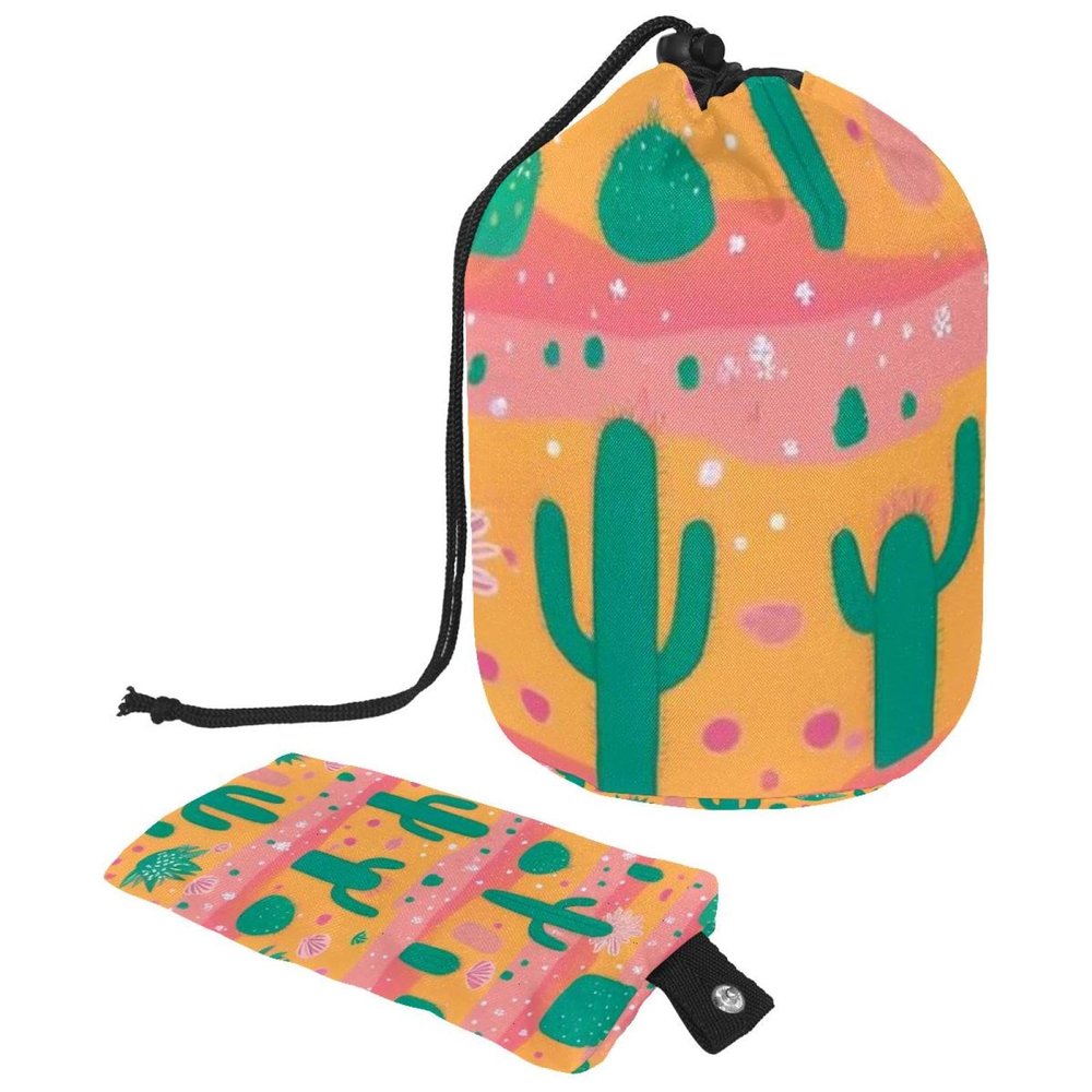 2PCS Artistic Cactus-154 Travel Cosmetic Bag Makeup Organizer: Stylish Bathroom Cases with Drawstring, Cylindrical & Small Toiletry Bag